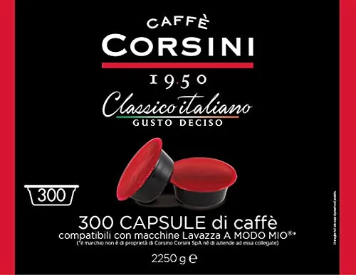 Caffè Corsini - Classico Italiano Miscela di Caffè in Capsule Compatibili Lavazza A Modo Mio, Gusto Forte e Deciso - Confezione da 300 capsule