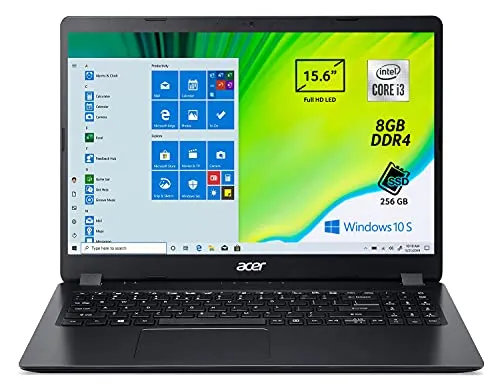 Acer Aspire 3 A315-56-3274 Pc Portatile, Notebook con Processore Intel Core i3-1005G1, Ram 8 GB DDR4, 256 GB PCIe NVMe SSD, Display 15.6" FHD LED LCD, Intel UHD, Windows 10 Home in S mode