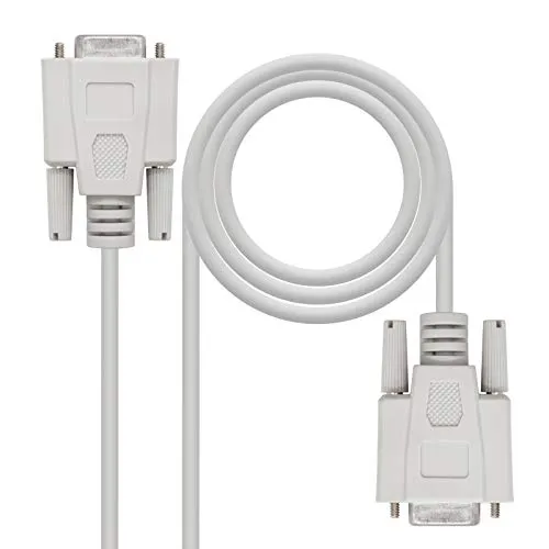 NANOCABLE 10.14.0402 - Cavo di Comunicazione seriale RS232 Null Modem, DB9/M-DB9/M, Maschio-Maschio, Beige, 1.8 MTS