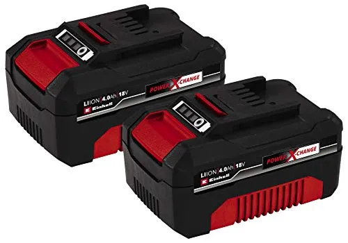 Einhell Originale PXC Twin Pack 4,0 Ah Batterie, 18 V, Per tutti i dispositivi Power X-Change, Gestione dinámica della batteria, cicli di ricarica ada), Confezione da 2, nessun caricabatterie