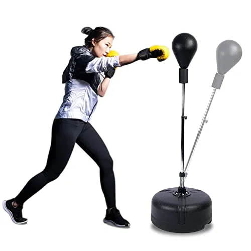 Euosen Punching Ball per Adulti e Adolescenti, Sacco Da Boxe, Altezza Regolabile 135-150cm, per Sport Fitness MMA Taekwondo, Nero