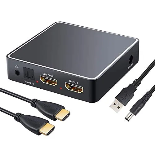 ESYNiC 4K HDMI Audio Extractor Supporta 3D 2.0CH 5.1CH 7.1CH Convertitore HDMI a HDMI Toslink 3.5mm Analogico con Cavo 3.5mm a RCA HDMI Splitter Adattatore Audio Supporta ARC per HDTV Blu-Ray Lettore