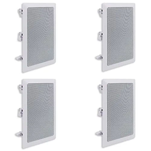 Herdio 5,25 pollici 2-way altoparlanti a parete perfetti per interni/esterni montaggio a parete e soffitto, compatibile con Bluetooth (2 coppie, griglia verniciabile)