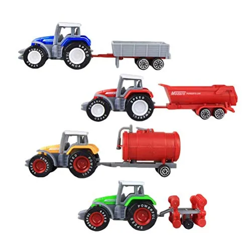 TOYANDONA 4pcs Fattoria Trattore Modello Camion Auto Giocattolo Fattoria Giocare Set Mini Modelli di Auto Giocattoli per Bambini Veicoli educativi Giocattoli Regalo per i Bambini