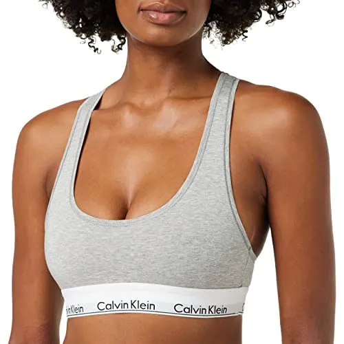 Calvin Klein Modern Cotton-Bralette Corsetto, Grey Heather, Large Donna