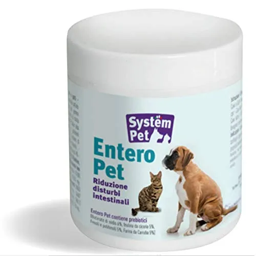 SYSTEM PET Entero - Mangime complementare in compresse per Cani e Gatti disinfiammante intestinale Contro la diarrea nei Cani e Gatti 130 gr/Barattolo / 100 compresse