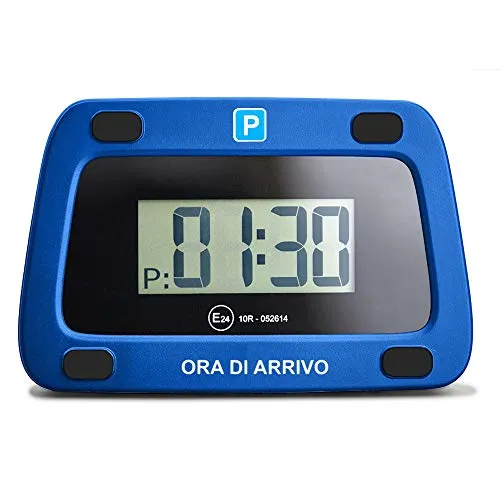 Parkwächter Parcheggiatore Digitale per Parcheggiatore Italia, Disco Orario Automatico, Conforme al Codice della Strada, Parchimetro Elettronico per l'Auto (Blu)(111 mm x 71 mm x 22 mm)