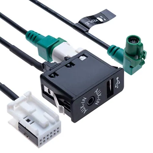 Interruttore per auto USB AUX + Cavo di collegamento USB 4 pin + Cablaggio AUX 12 pin Compatibile con BMW 1 3 5 5 6 E81 E82 E87 E88 E90 E91 E92 E93 E60 E61 F07 F10 F11 E63 E64 Radio veicolare | 1.5 m