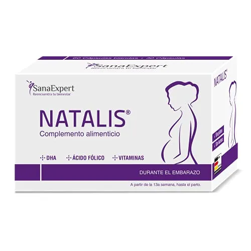 SanaExpert Natalis | INTEGRAZIONE PER LA GRAVIDANZA | con acido folico, ferro, DHA, vitamine e sostanze nutritive essenziali (90 capsule). Ingredienti 100% naturali.