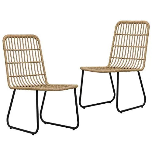 vidaXL - Set di 2 sedie da giardino, in polyrattan, rovere