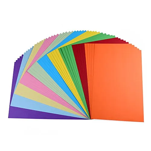 Cartoncini fotografici colorati, formato carta: DIN A4, 220 g/mq, di alta qualità, 10 colori diversi, 50 fogli 