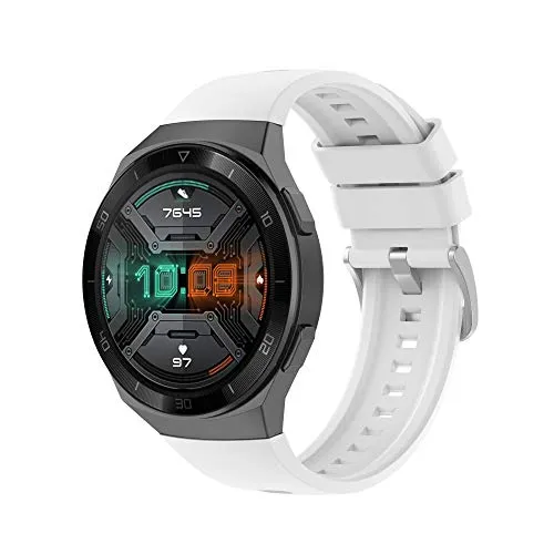TopTen Cinturino per orologio compatibile con Huawei Watch GT 2e, cinturino in silicone di ricambio regolabile, colore: bianco