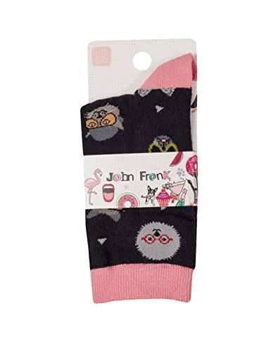 JOHN FRANK Women's Printed Socks Black