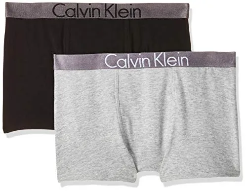 Calvin Klein 2 Pack Trunk Boxer, Multicolore (1 Black / 1 Grey Heather 034), 140 (Taglia Produttore: 10-12) Bambino