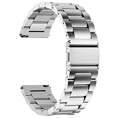 Fullmosa Cinturino 20mm Orologio, Cinturini Smartwatch in Acciaio Inossidabile, Compatible con Huawei Watch GT 3/2 42mm, Samsung Galaxy Watch 5 40mm/44mm, Amazfit GTS 2/2 Mini/Bip U Pro, Argento