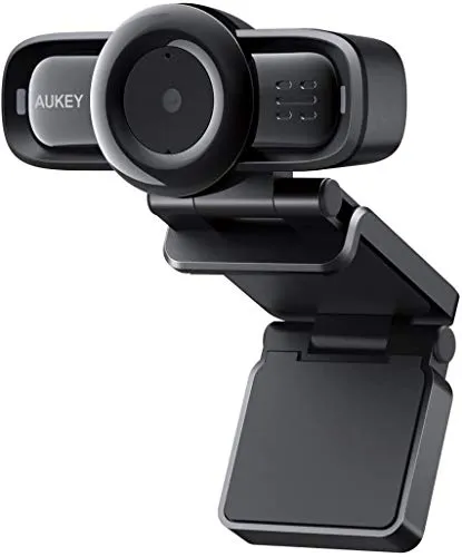 AUKEY Webcam 1080P Full HD, Autofocus e Microfoni con Riduzione del Rumore, Telecamera PC per Video Chat e Registrazione, Compatibile con Windows, Mac e Android