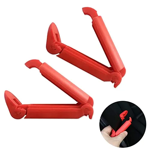 Clip Cinture Sicurezza, 2 Pezzi Clip per Cinture di Sicurezza Auto Clip Per Cintura di Sicurezza Regolatore per Cintura Universale Clip Ferma Cintura di Sicurezza per Auto Clip per Cintura, Rosso