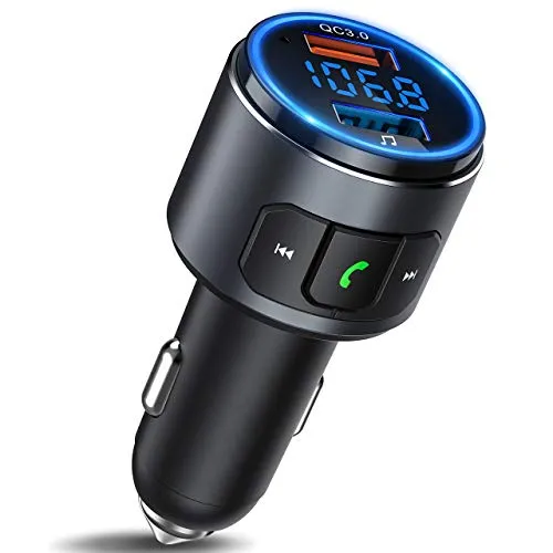 Mpow Trasmettitore FM Bluetooth 5.0 per Auto Supporta Siri & Assistente Google, Ricaricare Fino a 2 Dispositivi con QC 3.0 o 5V/2.4A, Chiamata in Vivavoce per Guida Sicura, Musica Bluetooth/Disco U