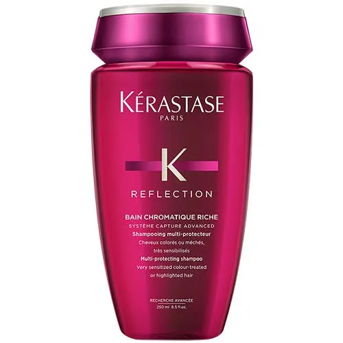 Kérastase Reflection Bain Chromatique Riche, Shampoo protettivo per capelli colorati e decolorati particolarmente sensibilizzati, 250 ml