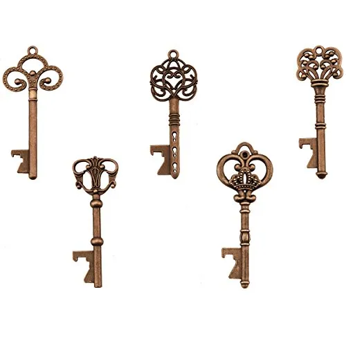 Apribottiglie chiave - Assortiti chiavi Vintage Skeleton, bomboniere (confezione da 25, rame)
