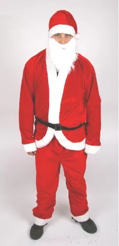Idea Natale: vestito costume da Babbo Natale in 5 pezzi per adulti taglia unica.