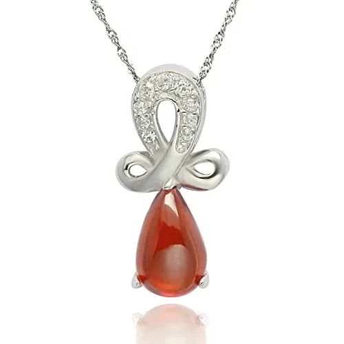 AMDXD Moderni Moderni Gioielli Argento Sterling Donna Collane Rosso Nodo Goccia Zirconia Cubico 0.8X1.6CM