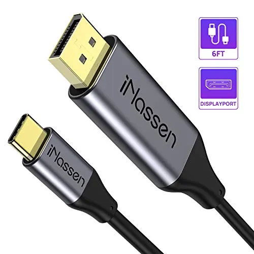 iNassen, cavo da USB C a DisplayPort (4K@60Hz, 2K@144Hz), adattatore tipo C a DP HDTV per MacBook Pro 2019/2018/2017, MacBook Air, iPad Pro 2020/2018, XPS15, Surface Book 2 (grigio)