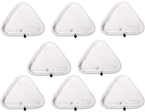Malayas - 8 pezzi set bianco Universale in microfibra triangolare lavabile pulizia Pad Cover per Steam Mop , Microfibra Panni universali, Panni universali in microfibra compatibile con scope a vapore