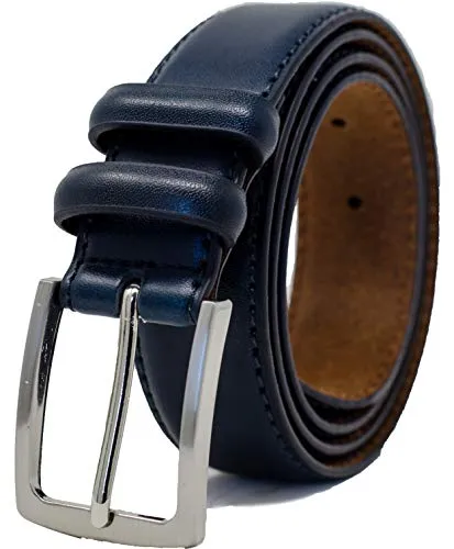 Ashford Ridge Cintura in pelle doppia fibbia da uomo 33mm 100CM (lunghezza totale 115cm), Blu Scuro
