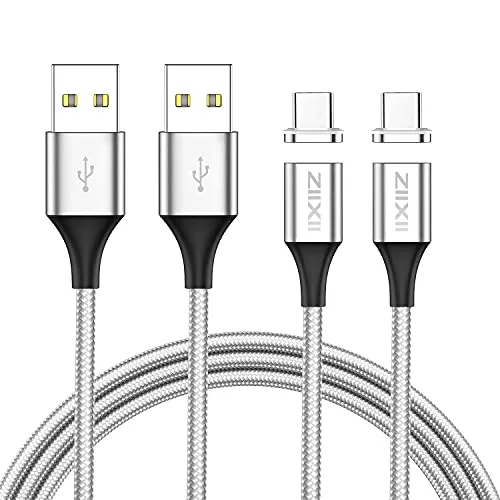 ZIIXII Cavo magnetico USB C in nylon [2 pezzi da 1 m] cavo di ricarica USB tipo C per Samsung Galaxy S21/S20/S10/S9/S8/A40/A50/M20, Huawei P30/P20/Mate 20, Xiaomi, Sony, LG, Honor, OnePlus