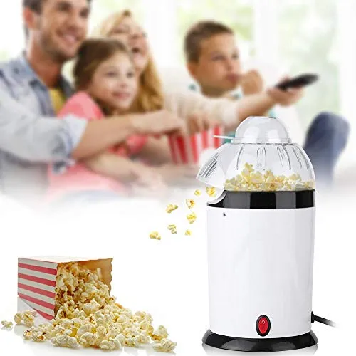 Naroote Macchina per Mais Popper, Mini soffiatore Elettrico per Uso Domestico Popcorn Automatico Popper Popcorn Maker Spina UE 220-240V Bianca