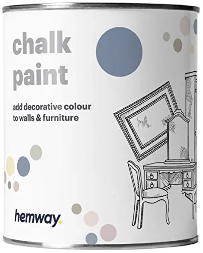 Hemway, pittura a gesso, vernice opaca, pittura per pareti e mobili, 1l, shabby chic, vintage, gessosa, disponibile in 14 colori, blu