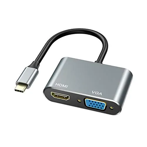 ABLEWE USB C a HDMI e VGA Adattatore,USB C Hub Thunderbolt 3 a HDMI 4K VGA 1080P per MacBook Pro 2019/2018/2017/MacBook Air 2018/ ell XPS 13/ Samsung S8/S9/e ecc.