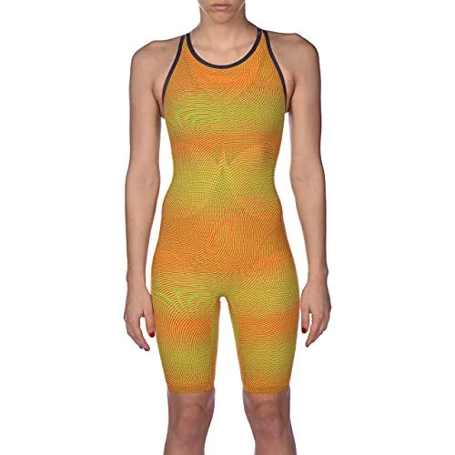 Arena Powerskin Carbon Air Closed Back Racing Costume da bagno da donna, Donna, monopezzo, Powerskin Carbon Air² Fbsl Women's Closed Back Racing Suit, Lime/arancione., 30