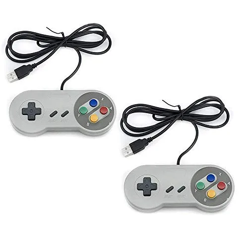 TRIXES Confezione da 2 Controller Adatto a Giochi SNES - USB Joypad Gaming per PC Computer MAC Raspberry Pi Wii U