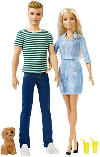 Barbie-e Ken Playset con Due Bambole, Cagnolino e Accessori, Giocattolo per Bambini 3+ Anni, FTB72