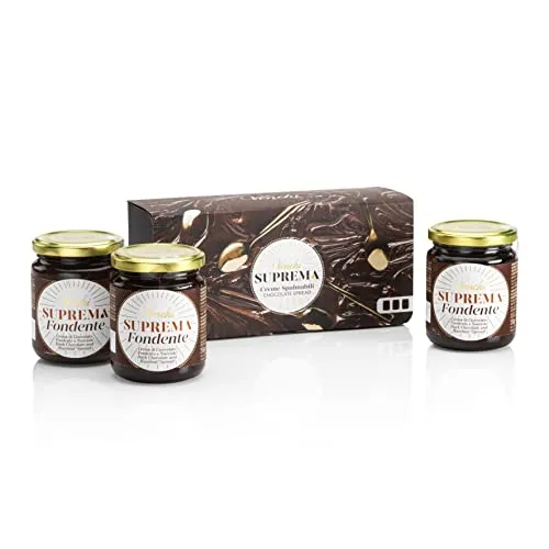 Venchi - Kit Crema di Cioccolato Spalmabile Suprema Fondente, 750 g - Set di 3 - Senza Glutine, Grassi Idrogenati, Olio di Palma o Conservanti - Vegano