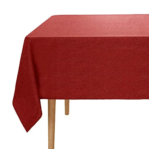 Amazon Brand - Umi Tovaglia Rettangolare in Tessuto Lino Tovaglia Protegge Il Tavolo per Sala da Pranzo 150x300cm Rosso Scuro