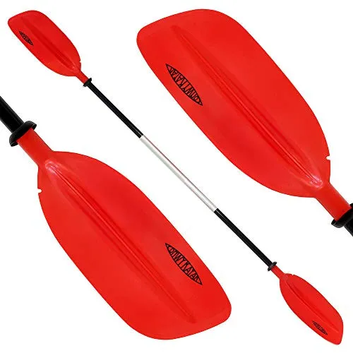 220cm Asimmetrico Leggero Alluminio Galleggiante Due Pezzi Kayak Canoa Barca raft Paddle per Lago Fiume Mare Sport Acquatico, CKPADDLE, Rosso