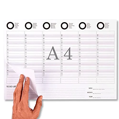 Planning Jrcure Settimanale da Tavolo- Planner Agenda Appuntamenti con Note - In Carta Certificato FSC® - Amico dell’Ambiente A4 (30x21)