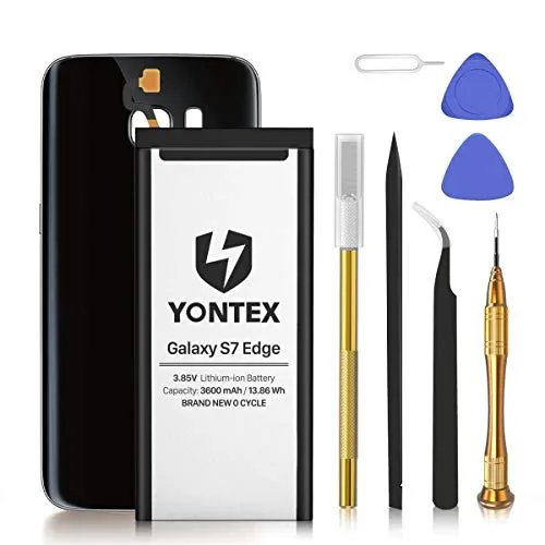 YONTEX Compatibile con Batteria Samsung S7 Edge SM-G935F EB-BG935ABA 3600mAh 3,85V Nuovo Batteria di Ricambio polimeri di Litio,con Toolset,Cover in Vetro Sostitutiva (Nero)