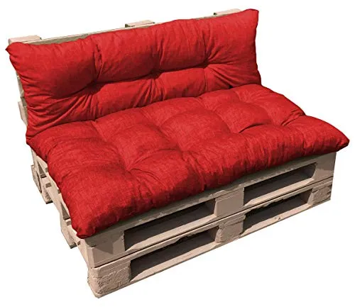 VALOREITALIA Cuscino per BANCALE Unito Seduta + Schienale 80X120 + 40X120 Misure EUR EPAL Pallet (Rosso)