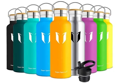 Super Sparrow Doppia Parete in Acciaio Inox Coibentato Bottiglia di Acqua -750ml - Isolante Della Borraccia - Perfetto Thermos - Privo di BPA, BPS, Ftalati