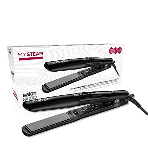 Salon Studio Professional - MySteam Piastra A Vapore Professionale Per Capelli - Controllo Temperatura 60-230°C, Riscaldamento Rapido e Serbatoio di Ricambio Incluso