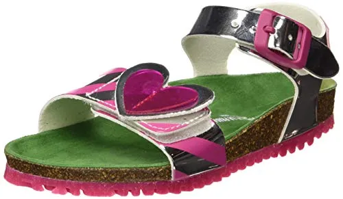 Agatha Ruiz de la Prada 192983 Sandali Punta Aperta Bambina, Argento (Plata Y Rayas (Espejo Y Estampado) Paprika) 33 EU