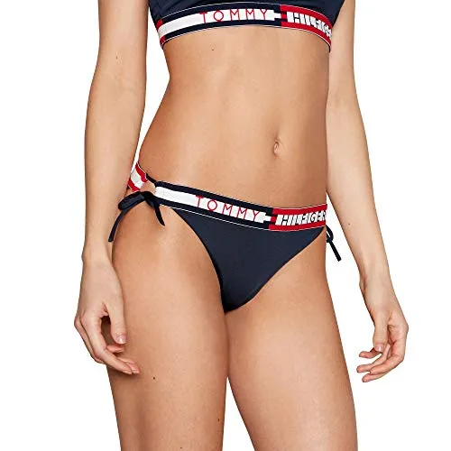 Tommy Hilfiger Women Grassetto Logo Lato Cravatta Nuotare Bikini, Giacca Navy X-Large Size 16 Navy