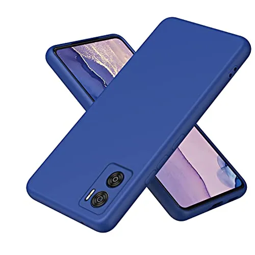 XINYEXIN Silicone Liquido Custodia Cover per Motorola Moto E22 / Moto E22i, Premium Silicone Case Antiurto con Fodera in Microfibra Protezione a Doppio Strato Caso - Blu