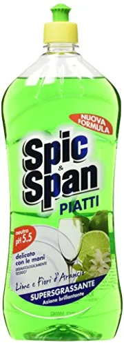 Spic & Span Detersivo Supersgrassante Piatti, Lime e Fiori d'Arancio, 1000 ml