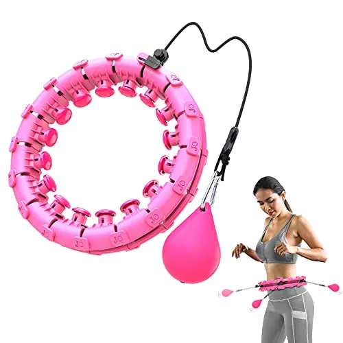 Bravekoi Hula Hoop, Hoop Fitness Adulti Regolabile e Staccabile, Portatile Exercise Hoop può Massaggiare Plasticità Perdita di Peso, Adatto per Principianti Bambini Adulti (Rosa)