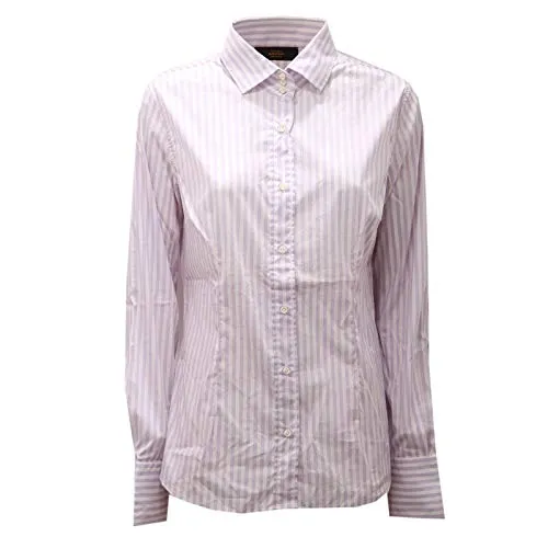Mauro Grifoni 5542AE Camicia Donna White/Lilac Stripes Shirt Woman [48]
